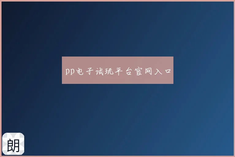 pp电子试玩平台官网入口